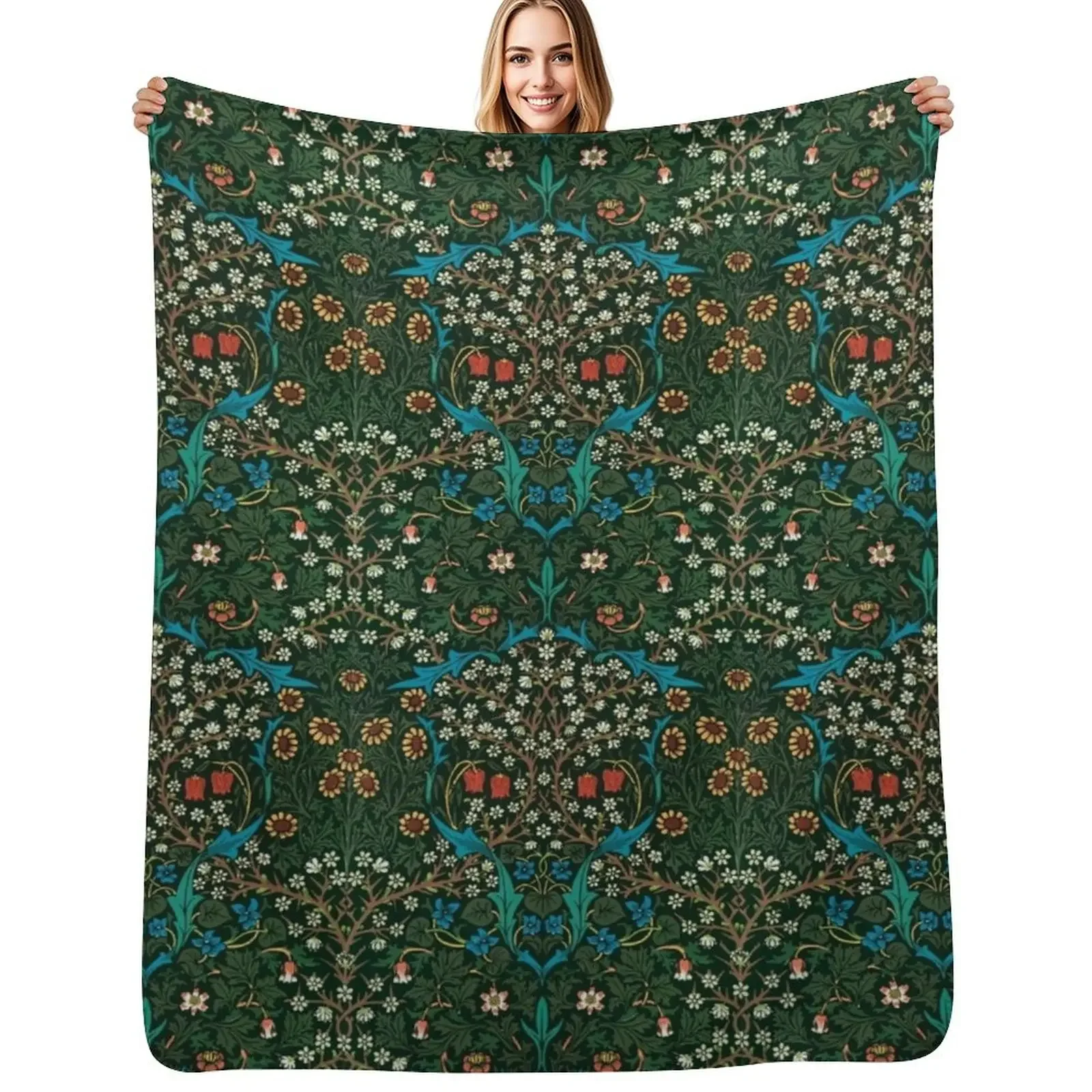 

Blackthorn by William Morris, 1892 Throw Blanket Decorative Beds Soft Plush Plaid Decoratives Decorative Throw Blanket