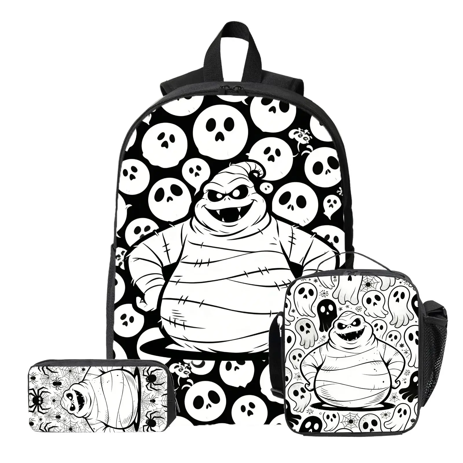 

Мужской рюкзак Disney Oogie Boogie, 3 шт., пенал, сумка для обеда, высококачественная милая повседневная сумка через плечо для повседневного использования