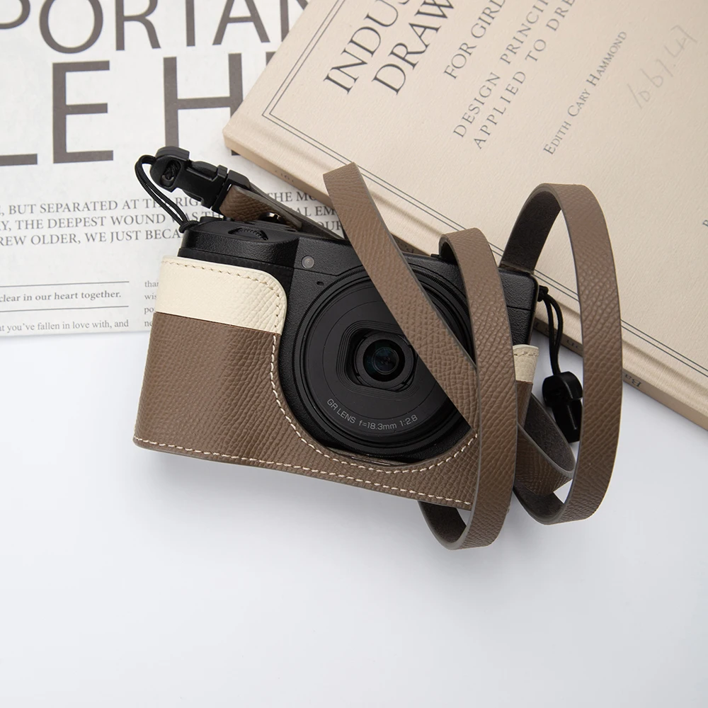 Color Blocking GR IV Half-Wrap Case Cover GRIV Genuine Leather Half Case Protector for Ricoh GR4 GRIV Case Handmade Camera Bag