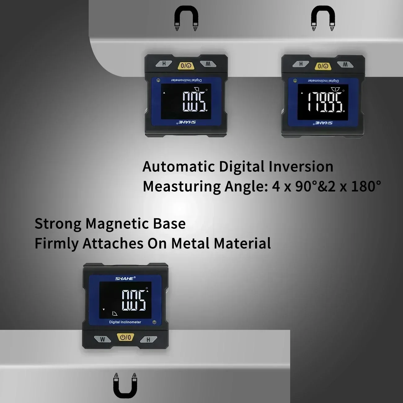 Imagem -05 - Shahe-nível Eletrônico Digital e Medidor Angular com Medida 4*90 e 2*180 Gamas de Grau Flip up Display