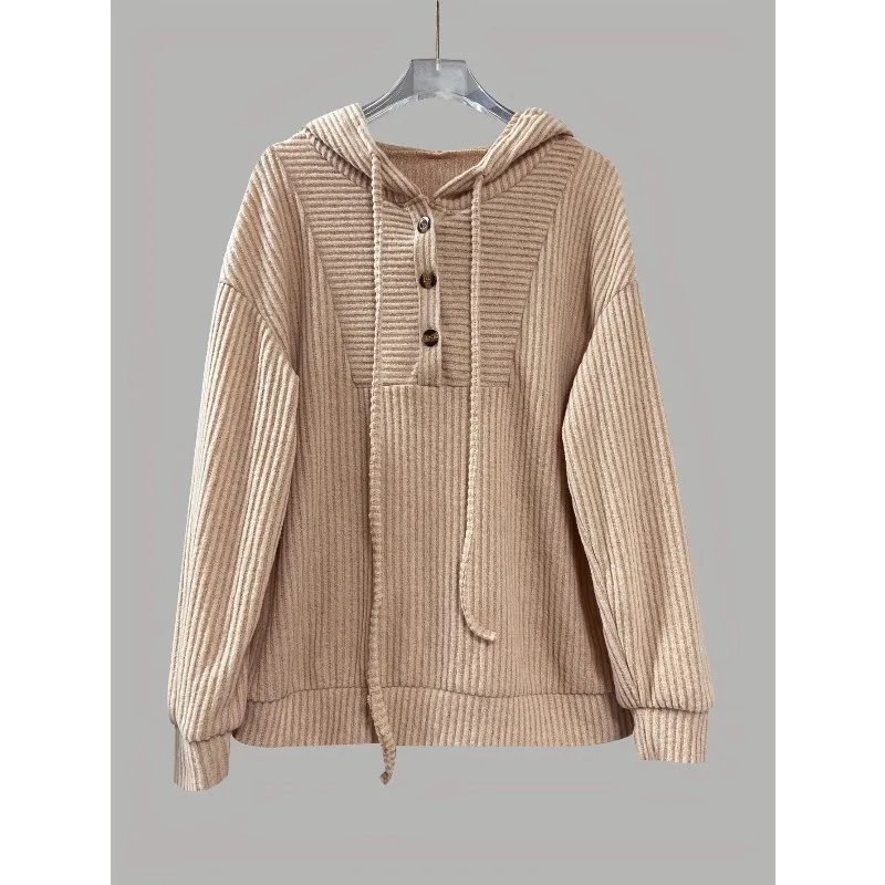 Hooded Long Sleeve Sweater 2026 Spring Casual Women's Top