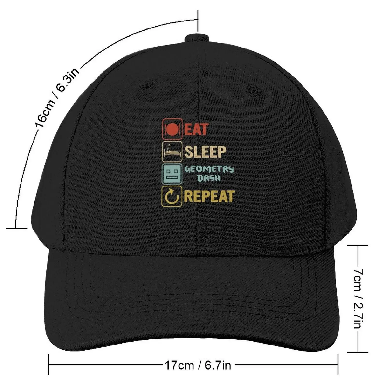 funny eat sleep geometry dash repeat retro vintage, geometry dash Dad Gift, Fathers Day, kids Birthd Baseball Cap