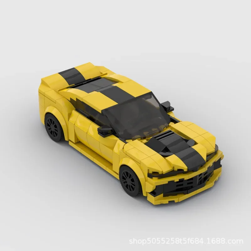 MOC Big Yellow Race Car Building Blocks Bumblebeeds Kamaro Speed Racing Vehicle Small Particle Assembly Model Boy and Girl Gift