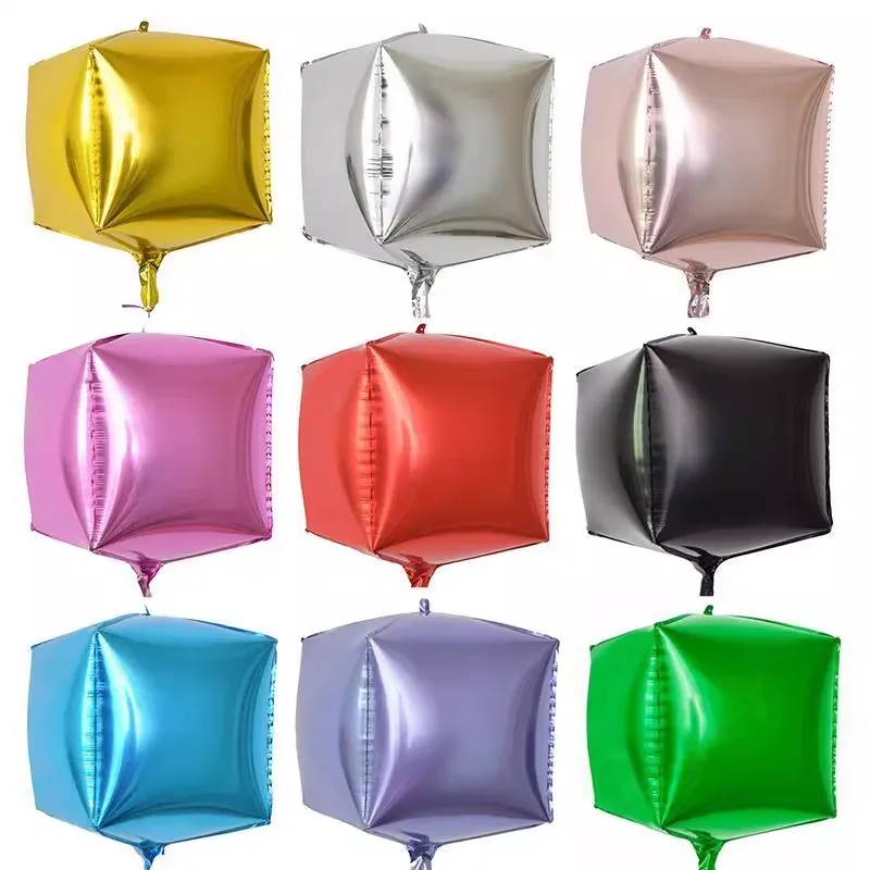 

5Pcs 24 Inch Wedding Party Balloon Inflatable Bright Color 4D Cube Square Aluminum Film Balloon Decoration Home Decor