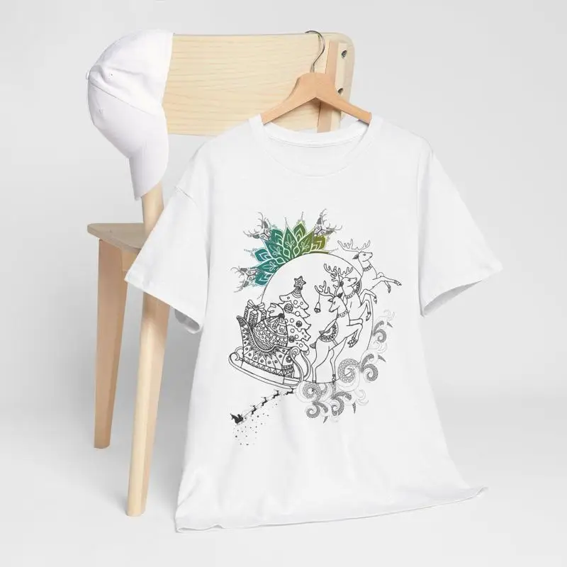 

Boho Santa And Reindeer T Shirt Festive Mandala Holiday Design