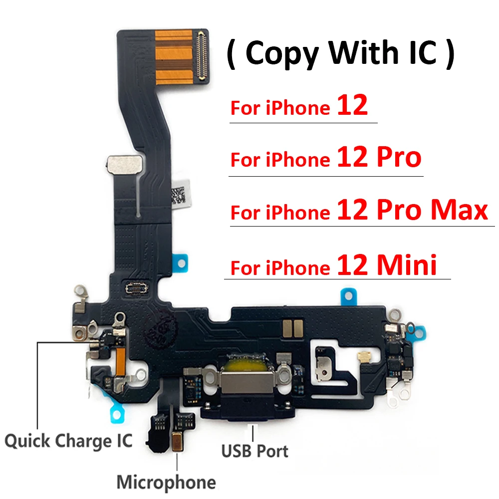 Nieuwe Usb Micro Charger Charging Port Dock Connector Microfoon Board Flex Kabel Voor Iphone 12 Pro Max 12 Mini Copy met Ic