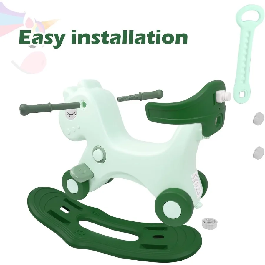 ม้าโยก 4 in 1 สำหรับเด็กวัยเตาะแตะ 1-3 ปี ของเล่นโยกเด็ก ของขวัญวันเกิดสุดสนุกสำหรับเด็กอายุ 1 ปีขึ้นไป ของเล่นขี่พร้อมที่ทรงตัวแบบถอดได้