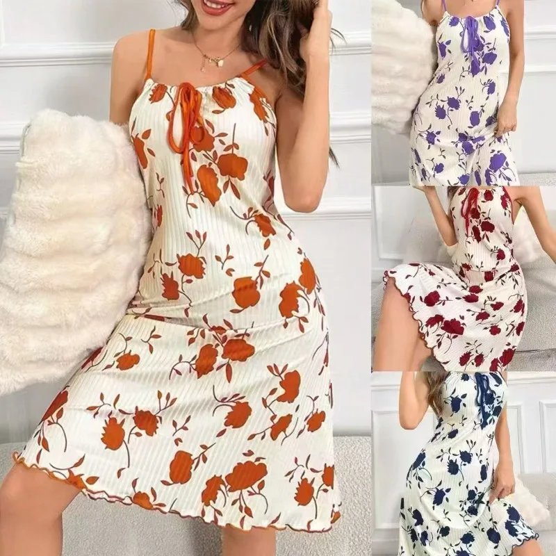 Women Summer Sexy Camisole Set Girls Student Lace Casual Nightdress Woman Casual Homewear Casual Loungewear Ladies Worn Outside