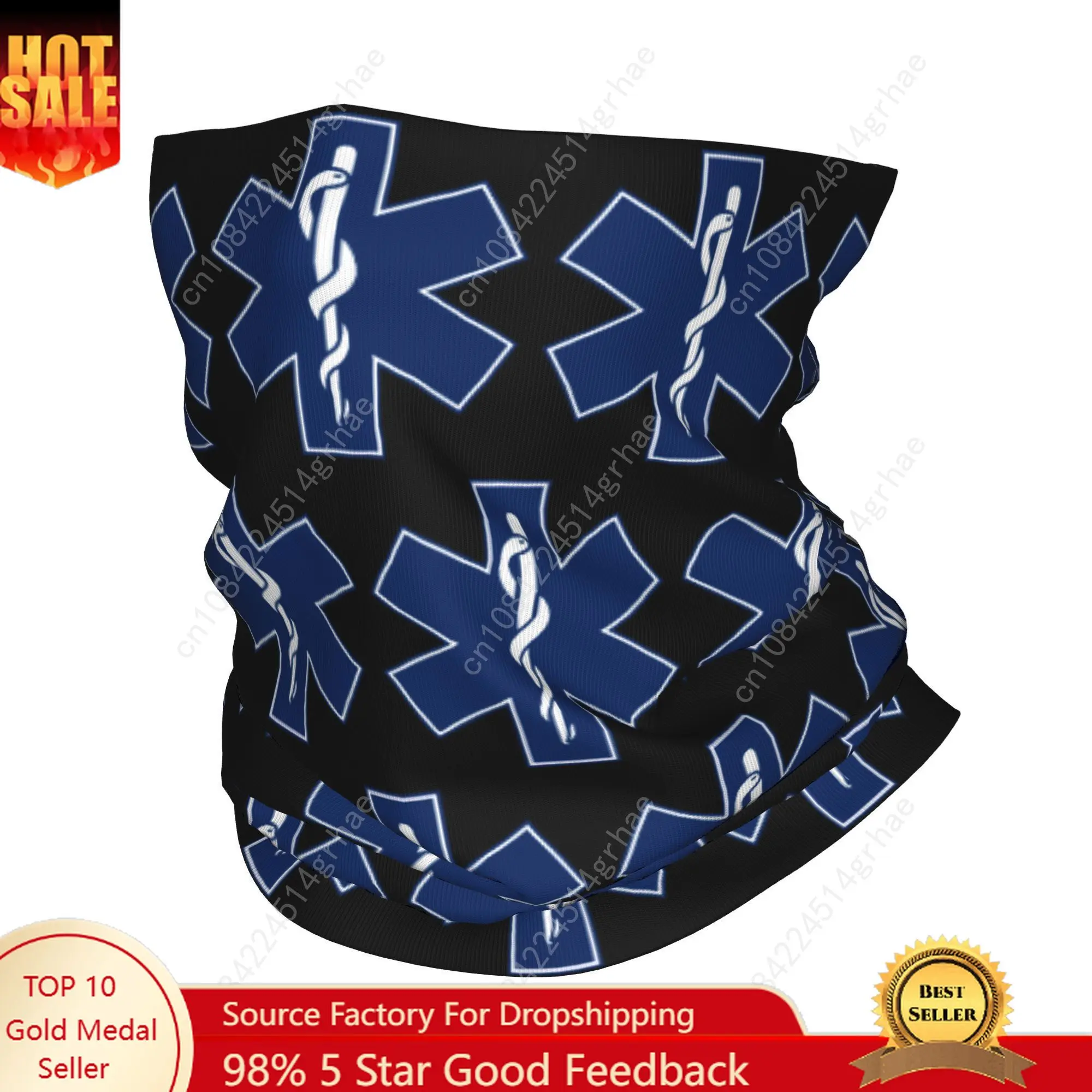 

Custom Emt Star of Life Paramedic Bandana Neck Gaiter UV Protection Face Scarf Cover Emergency Medical Headwear Tube Balaclava