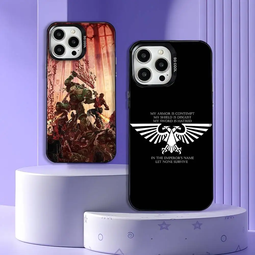 

W-WarhammerS Game Phone Case For iPhone 16,15,14,13,12,11,Mini,Pro,E,MAX Gray Matte Silicone Black Cover