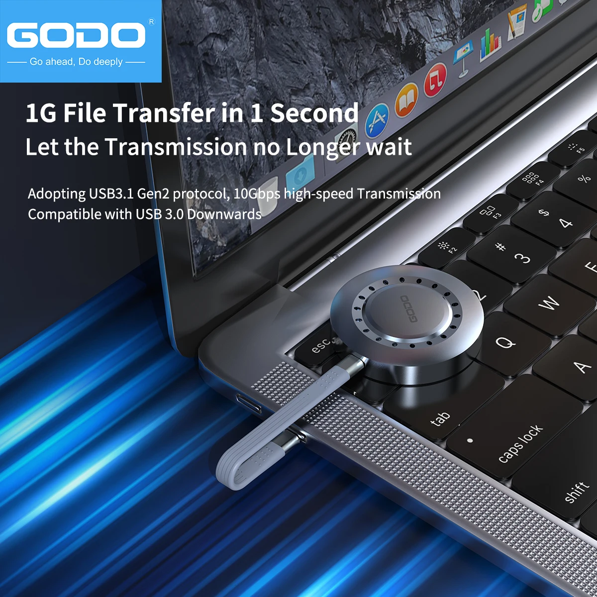 Custodia SSD GODO magnetica M.2 2230 NVMe Magsafe per iPhone 15/16 Pro e iPad Pro ProRes, custodia SSD USB-C portatile esterna