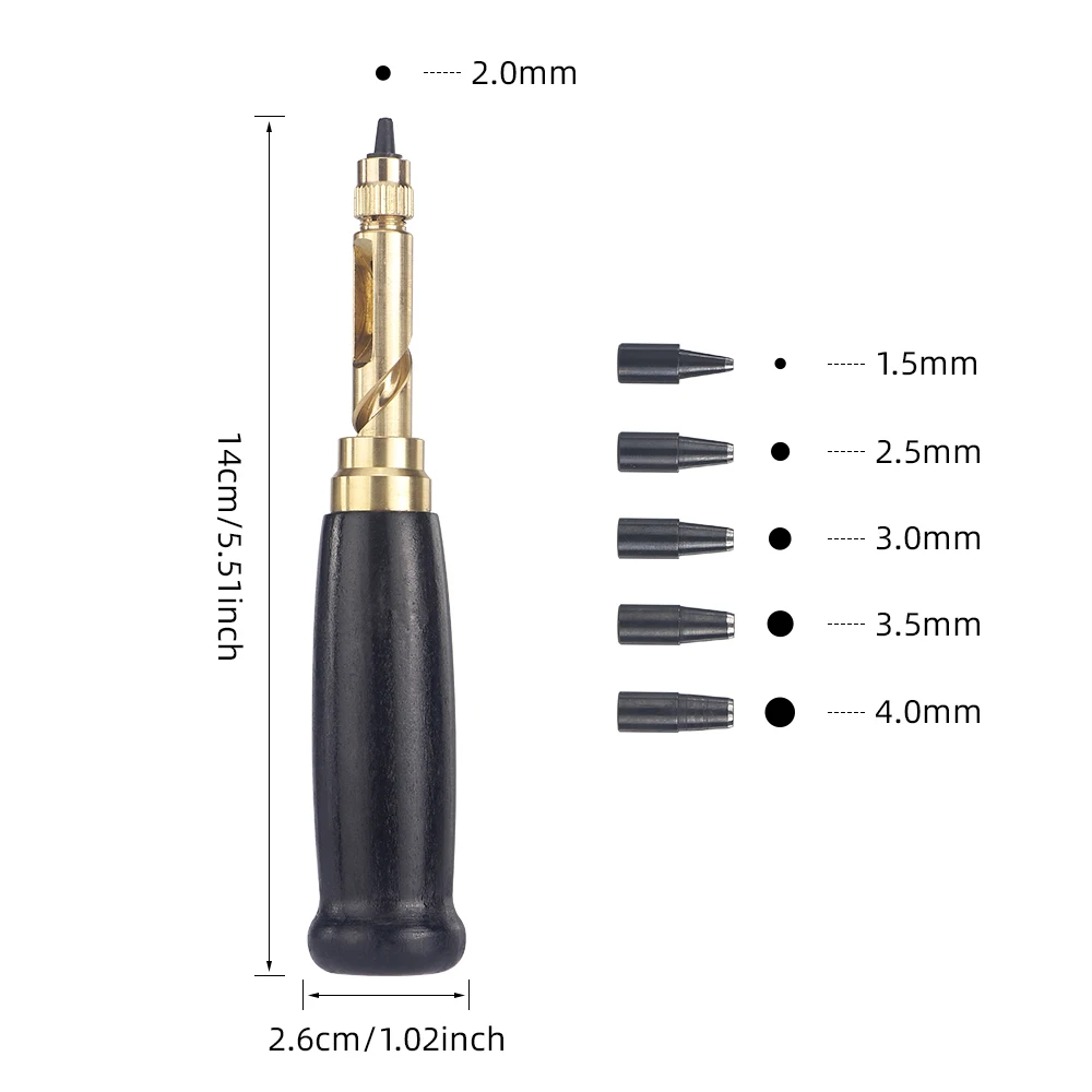 Juego de perforadoras de cuero 6 en 1, herramienta manual para perforar agujeros redondos con cabezales intercambiables, herramienta de estampado para manualidades en cuero