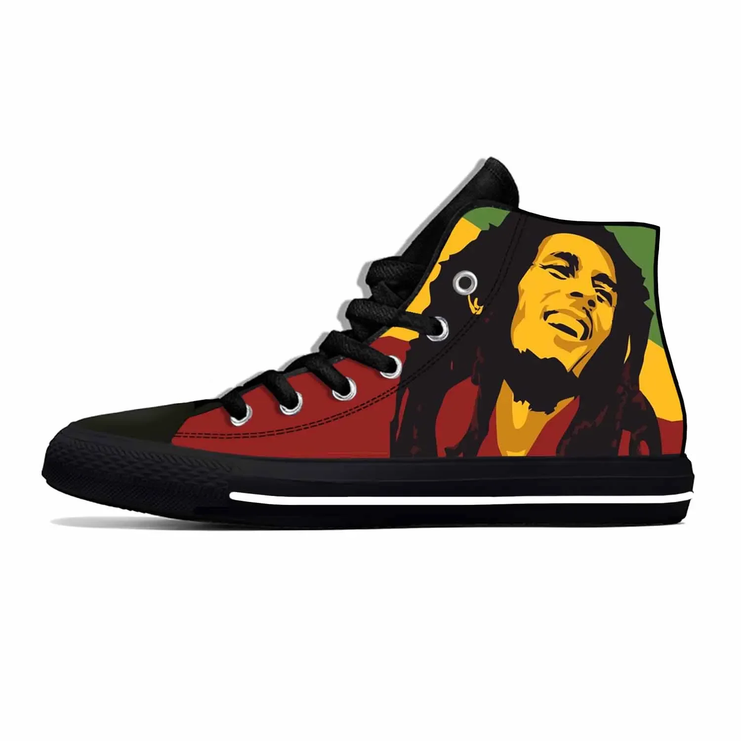 Legend Bob Marley Reggae Rasta Music Rock zapatos de tela informales a la moda, zapatillas cómodas transpirables con estampado 3D para hombre y mujer