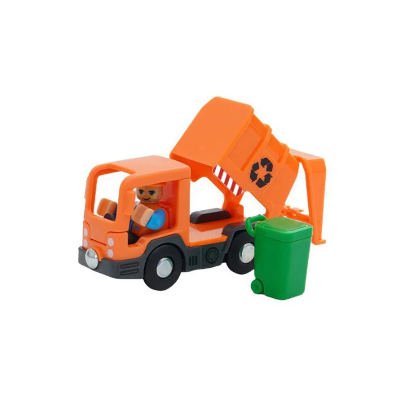 Coche, vehículo de ingeniería policial, camión de remolque, tren Compatible con vía de tren Thomas de madera, juguetes, regalo de cumpleaños para niños