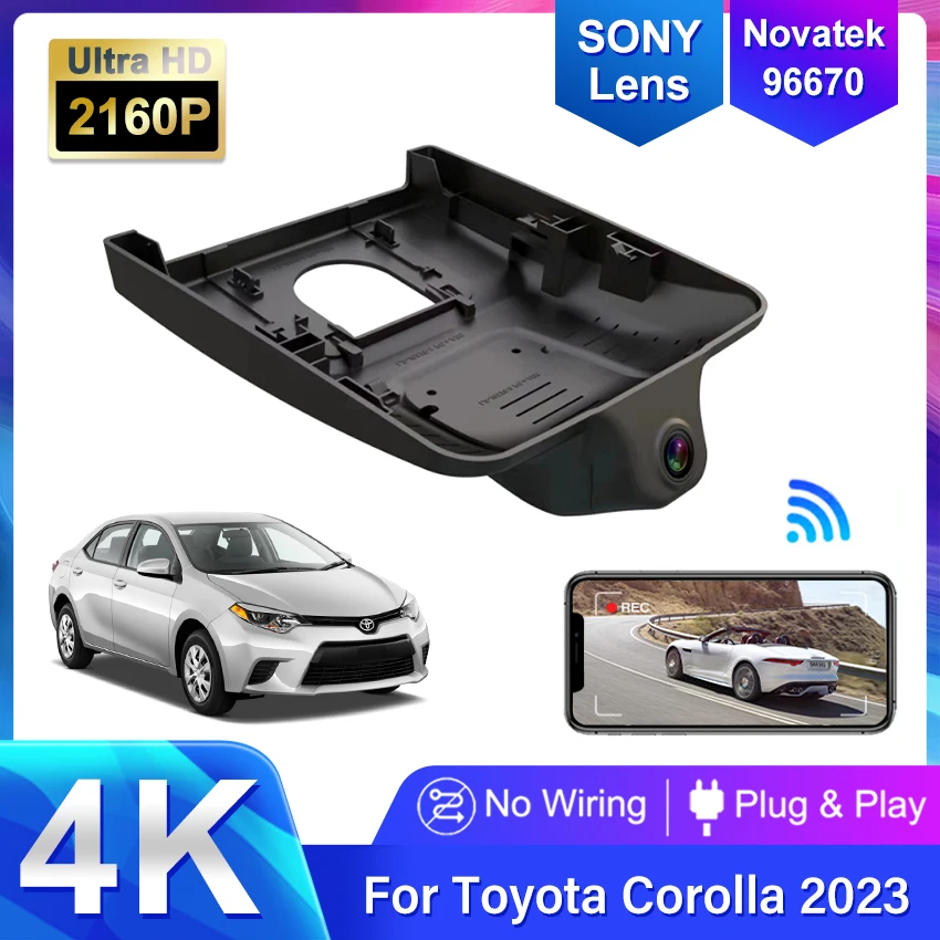 Car DVR For Toyota Corolla 2023 4K Dash Cam UHD 2160P Driving Recorder Night Vision High Quality DashCam,Front and Rear Wireless