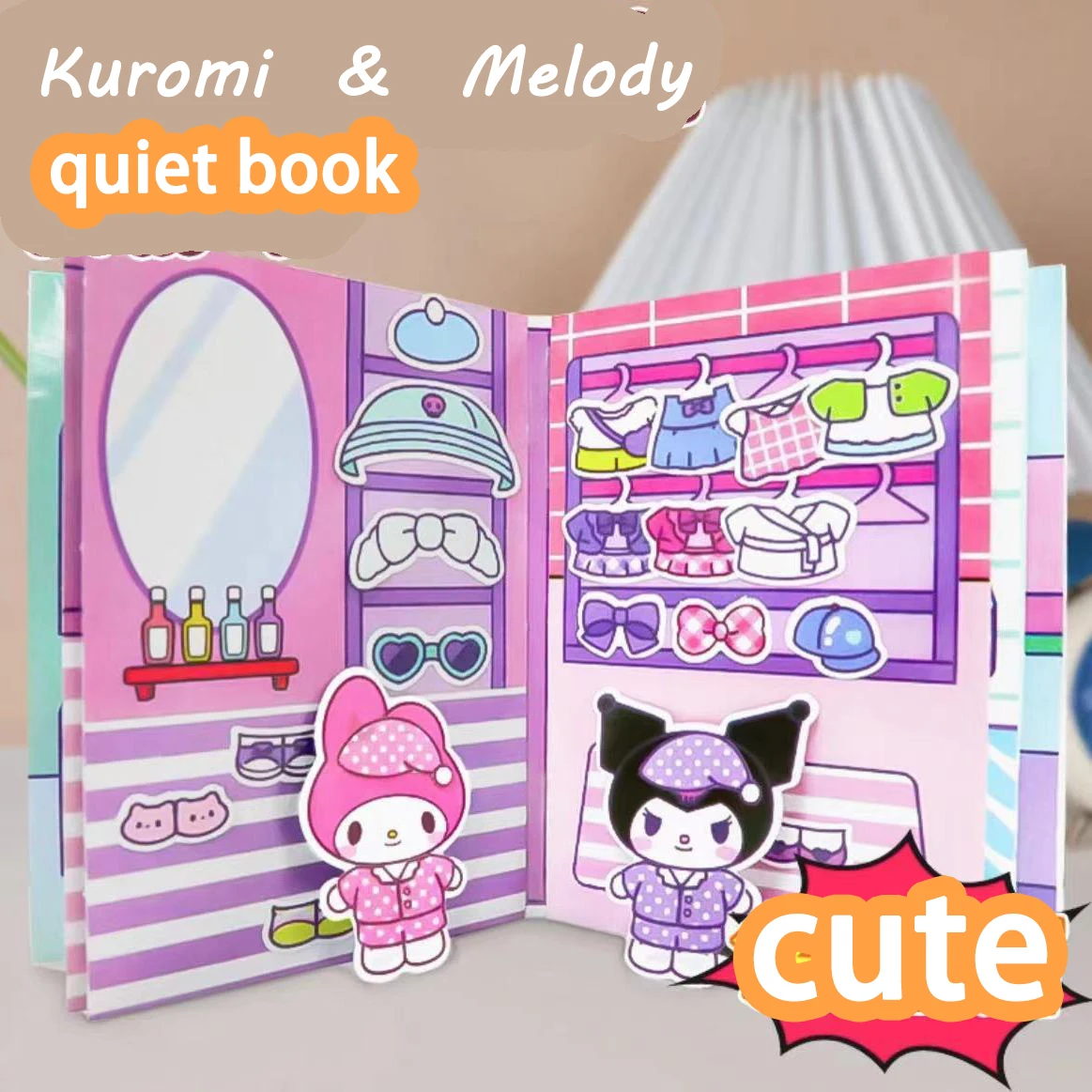 

9Pcs Quiet Book Kawaii Sanrioed Kuromi Melody Cartoon Cute Active Book Gift Puzzle Interesting Busy Book Toy Child Student Girl