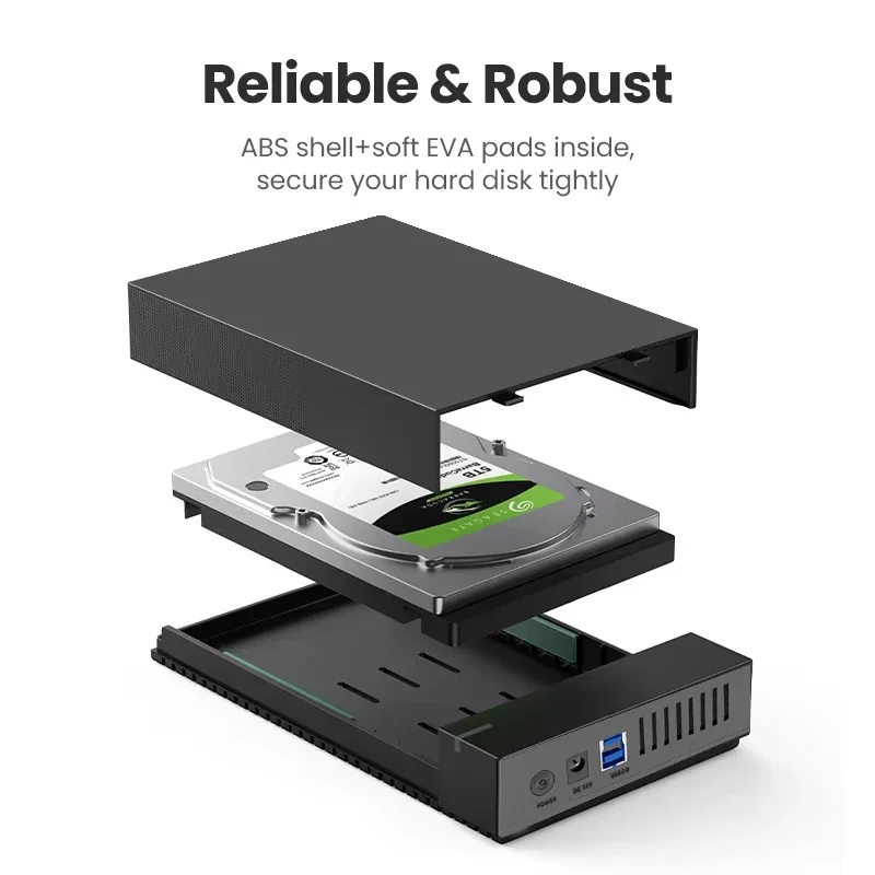 Caja HDD de 3,5 pulgadas, carcasa de disco duro USB3.0 SATA a USB 3,0, lector de disco duro externo, compatible con adaptador de 10TB para PC y portátil