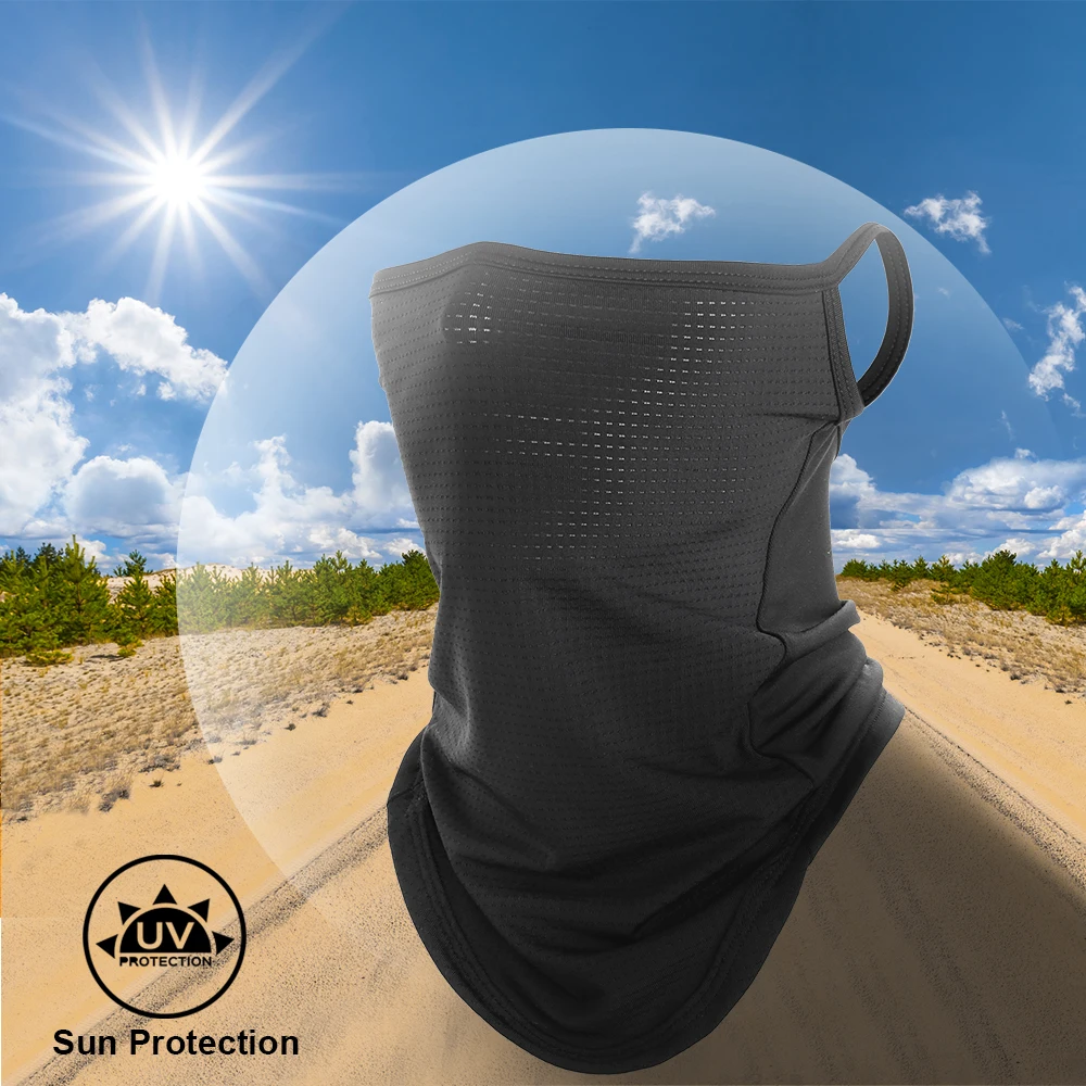 Ice Cool Sport Bandana Mesh Face Cover Mask Hanging-Ear Neck Gaiter Cycling Running Hiking Hunting Bicycle Tube Scarf Men Women