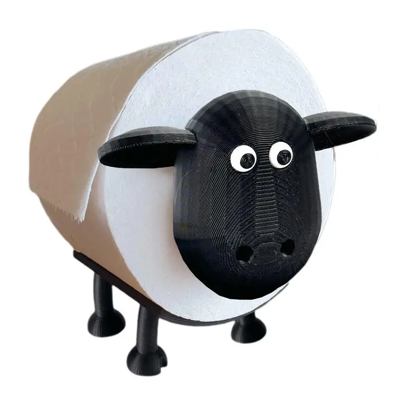 Black Sheep Toilet Roll Holder Animal Tissue Paper Standing Holder Resin Paper Towel Storage Rack for Home Bathroom Night Stands