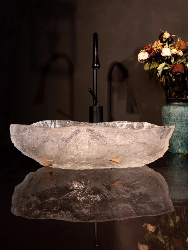 

Transparent platinum crystal acrylic countertop basin Washing art countertop basin
