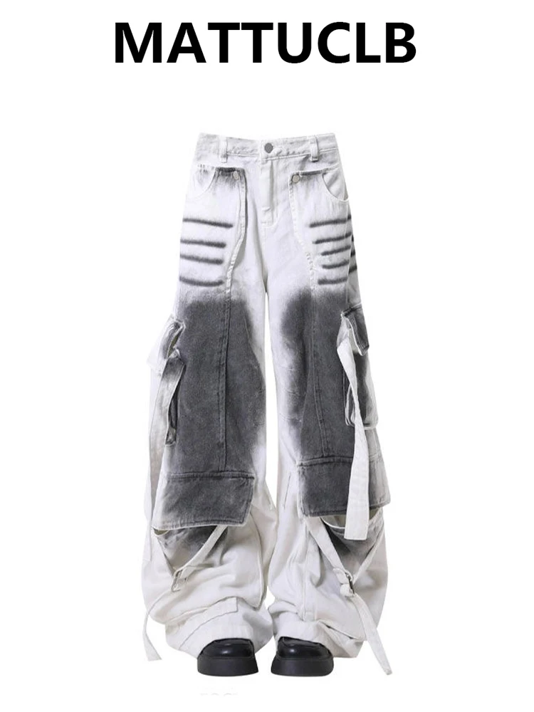 

Fall Winter Women Tomboy Baggy Cargo Jean Japanese Abi Y2K Streetwear Harajuku Denim Pants Grunge Cyber Punk Goblin Core New