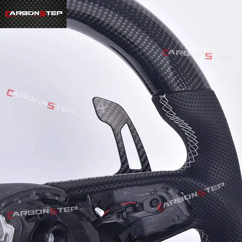 LED Carbon Fiber Steering Wheel for Audi R8 C7 A5 B8 RS3 S3 A7 A4 B9 RS6 RS7 S4 A3 A6 - view 5