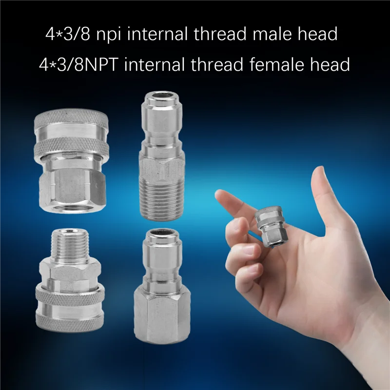 

AB41-4 Sets NPT 3/8 In. Stainless Steel Male And Female Quick-Connect Kits Male Female 3/8 Quick-Connect Fittings