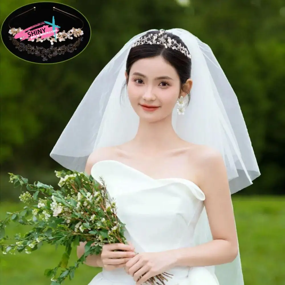 2pcs Bride Headdress Flower Crystal Tiara Ear Clip Sparkling Rhinestone Queen Crown Luxury Princess Headband Wedding Jewelry