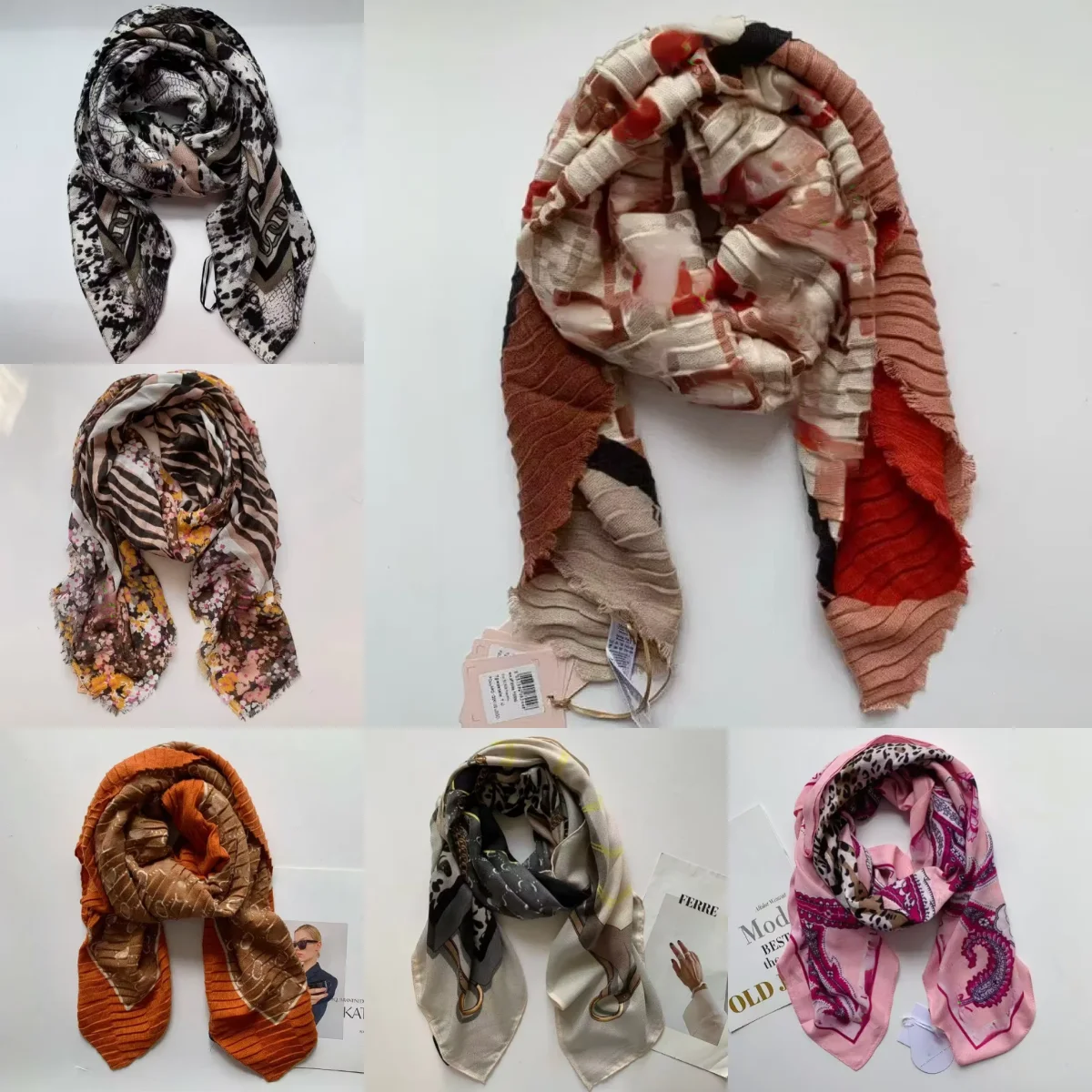 

Italian European and American style original single light luxury scarf with printed letters, sunshade shawl, large size A12