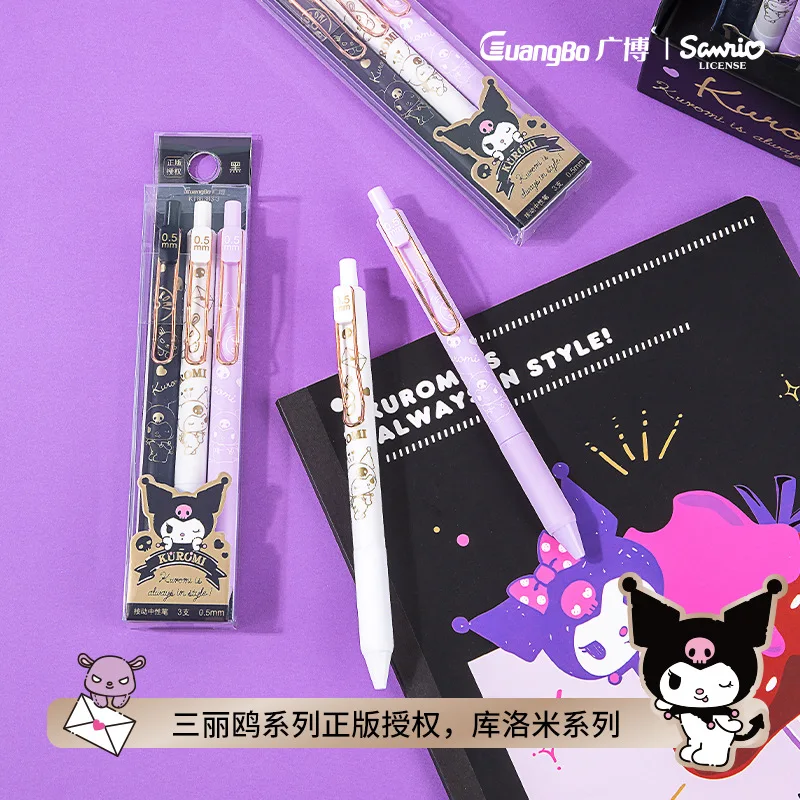 6-60 Genuine Sanrio Unisex Pen Kuromi Dark 0.5m Exam Pen Press Quick Dry St Pen Tip Office Supplies Wholesale