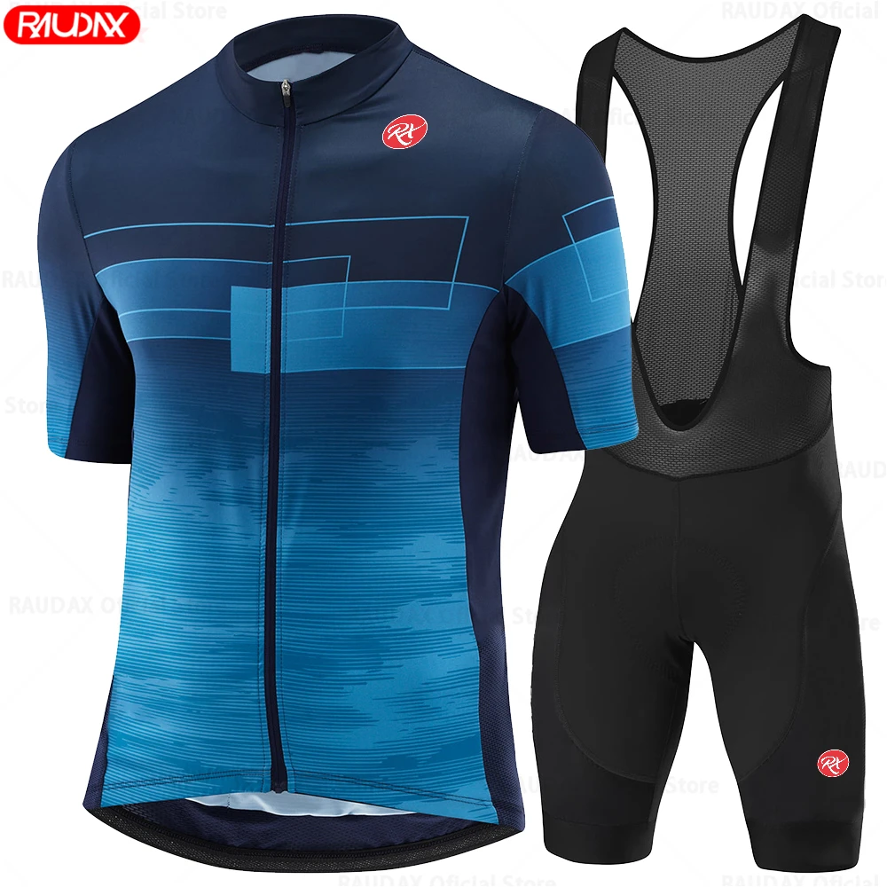 Newest Raudax Sports Team Cycling Clothing Breathable Short Sleeve Cycling jersey set Mallot Ciclismo Hombre Verano Triathlon