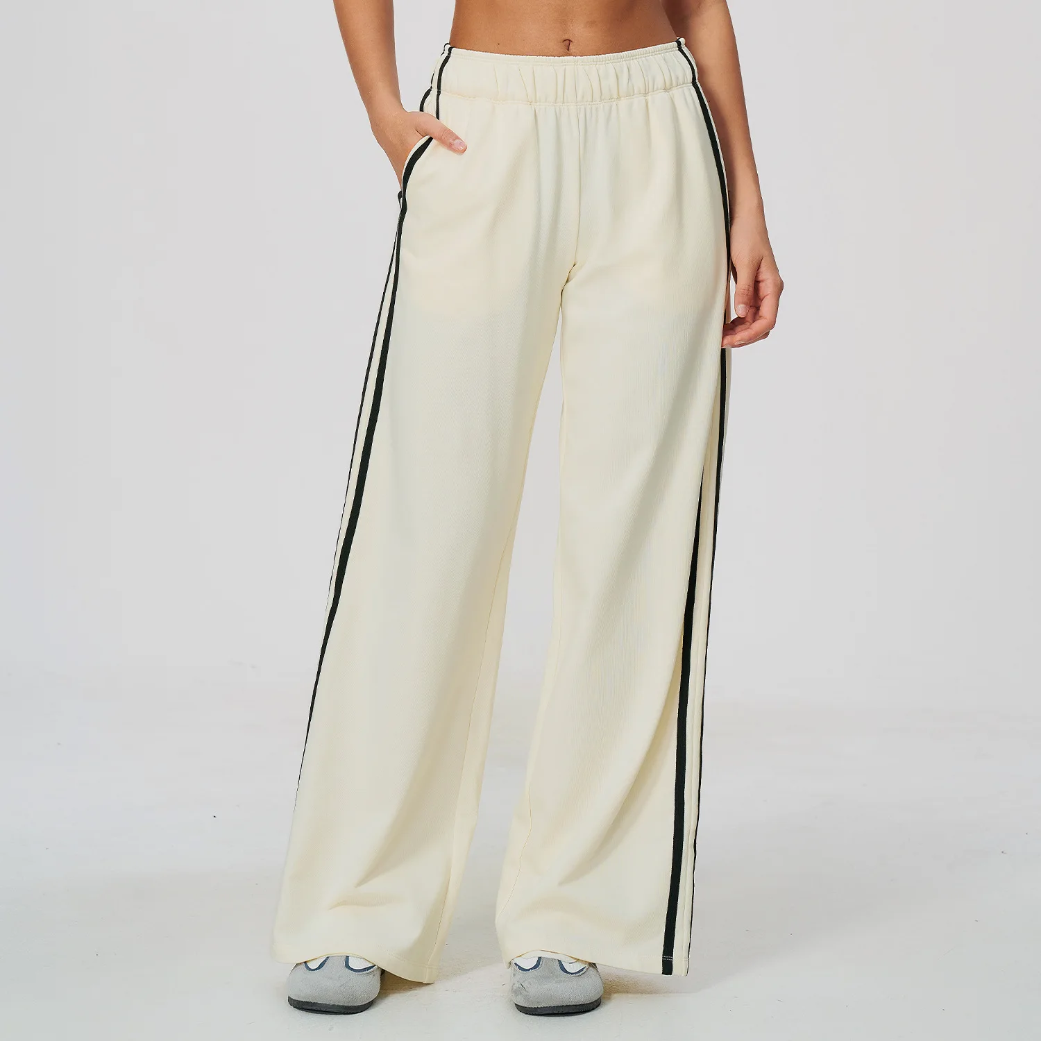 Yoga Pants Women's High Waist Fitness Sports Bell Bottom Trousers Workout Wide Leg Pants Contrast Side Stripe Dance Flared Pants