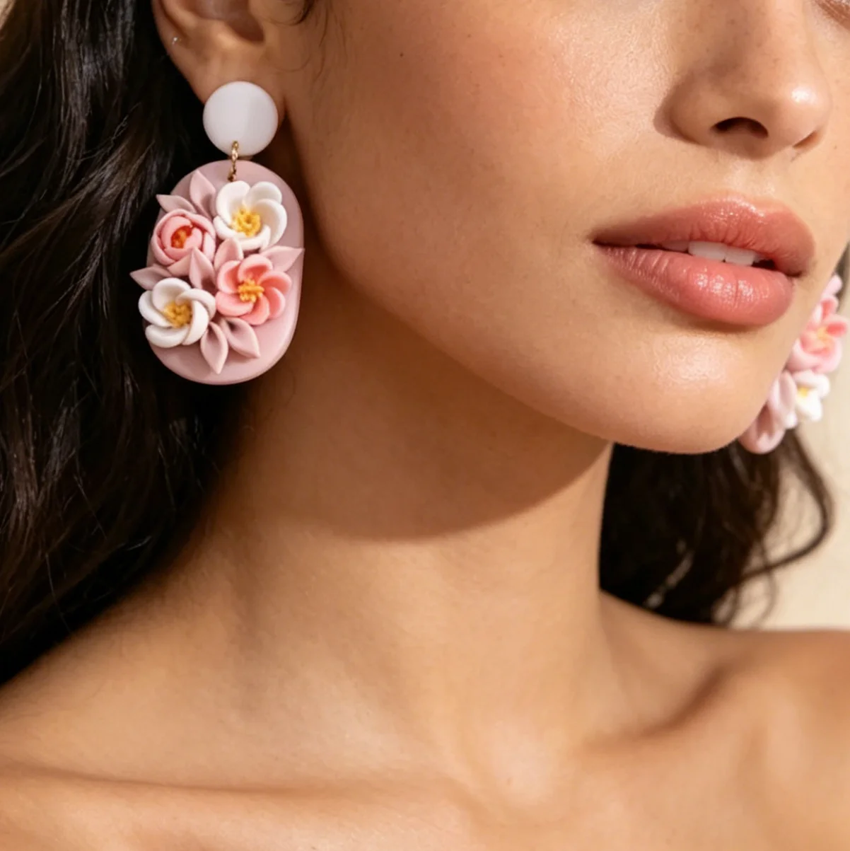 Women's Flora Delicate Handmade Flower Cluster Polymer Clay Earrings for Easter Spring Summer Holiday Jewelry Accessory Gifts