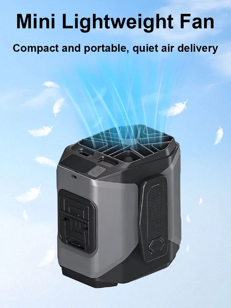 10000mAh Tragbarer Taillenventilator, 5-Gang, Leichtgewicht, 40 Std. Laufzeit, Freihändig für Outdoor, Baustelle, Reisen, Langstreckenaktivitäten – Detail 3