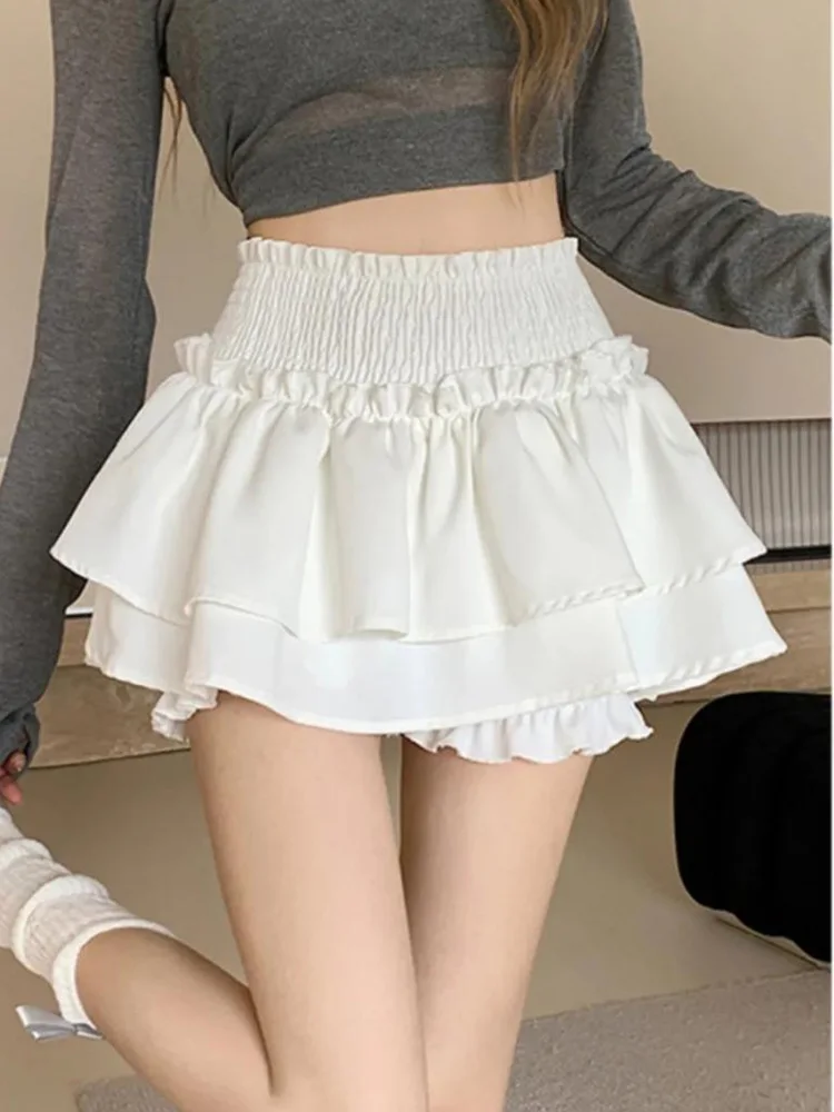 Casual Mini Sexy Women Skort Pleated Skirt High Waist Girls Tennis White Black Vintage Clothes