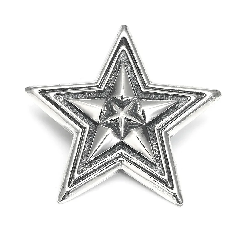 Pendentif tendance pentagramme en argent pur S925, chaîne de chandail de style punk en argent thaïlandais rétro, accessoire pendentif tendance