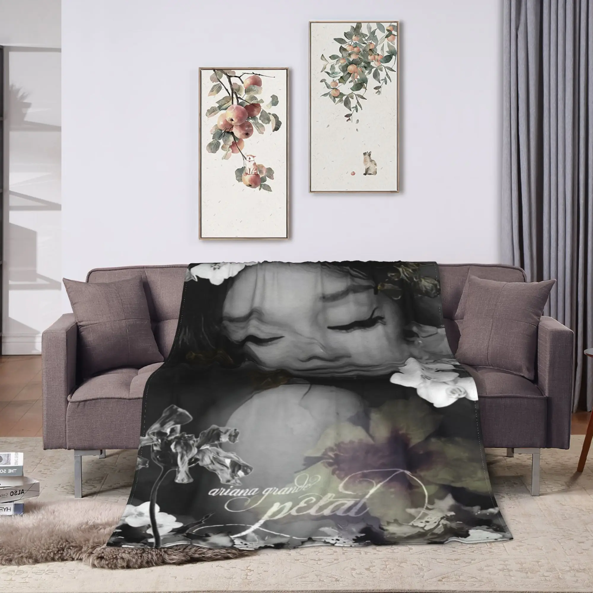 Arianas Grandes petal  Flannel Blankets  Super Warm Throw Blanket for Couch Chair Travel Office Novelty Bedspread Sofa Bed Cover