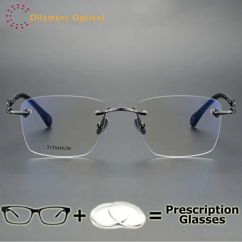 نظارات OLLYMURS بدون إطار للرجال نظارات طبية بتصميم عصري راقي بدون إطار تقدمي فوتوكروميك مضاد للأشعة الزرقاء #3