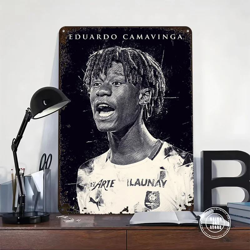 Eduardo Camavinga Printed Poster Customized Wall Art Retro Vintage Metal Tin Signs for Interior Decoration Living Room House