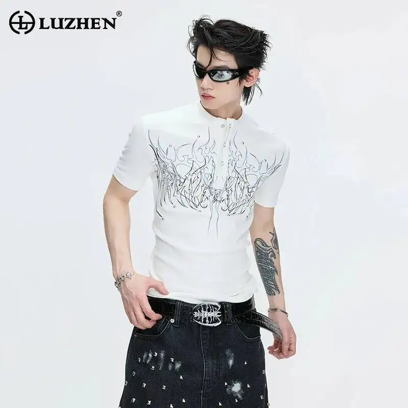 LUZHEN 2026 Sommer Gothic-Stil Slim Fit Kurzarm-T-Shirts für Herren und Damen – Hochwertige Freizeit-Tops aus reiner Baumwolle JY6837