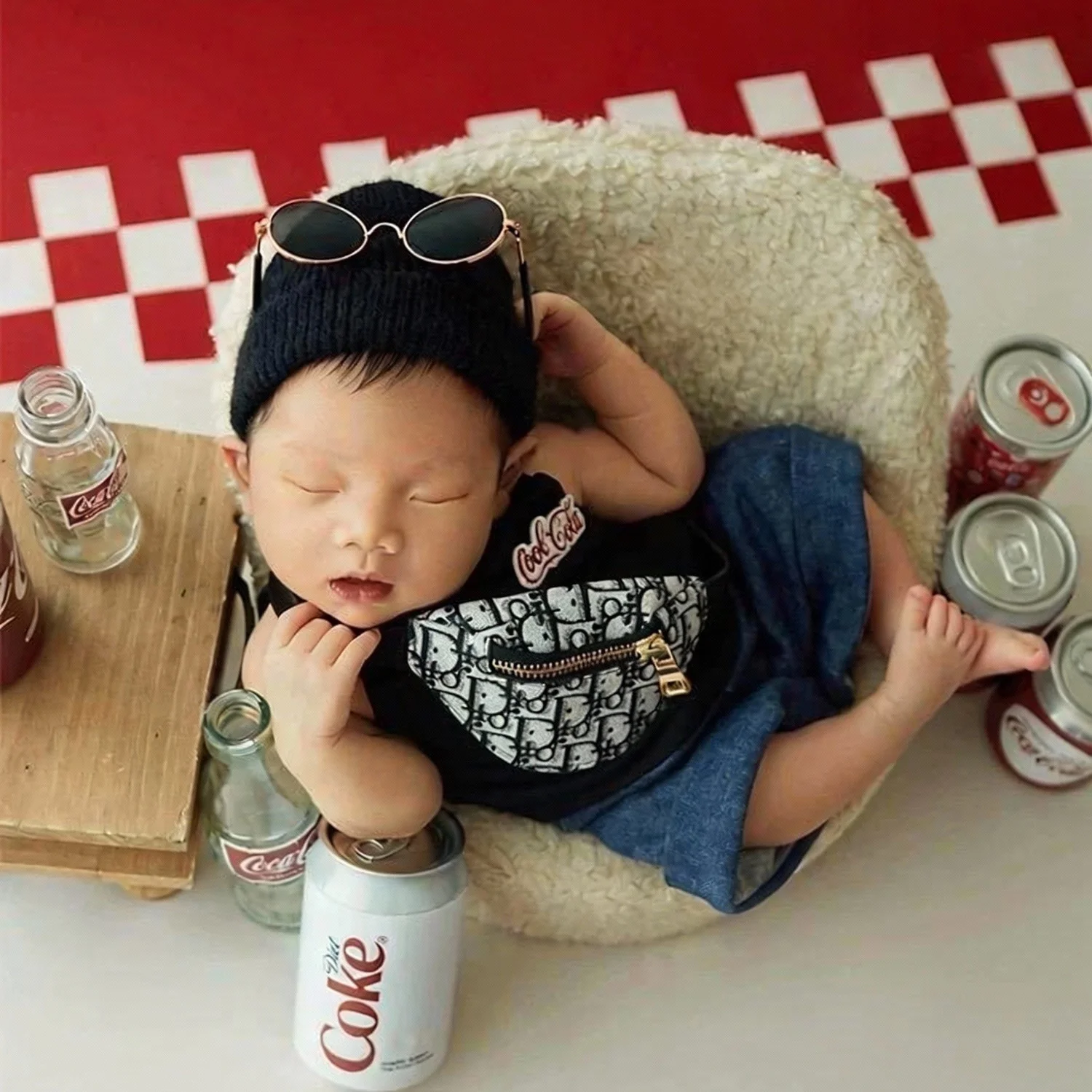 ❤️Newborn Photography Clothing Hat+Top+Pants+Glasses 4Pcs/set Studio Baby Photo Props Accessories Infant Shoot Clothes Outfits