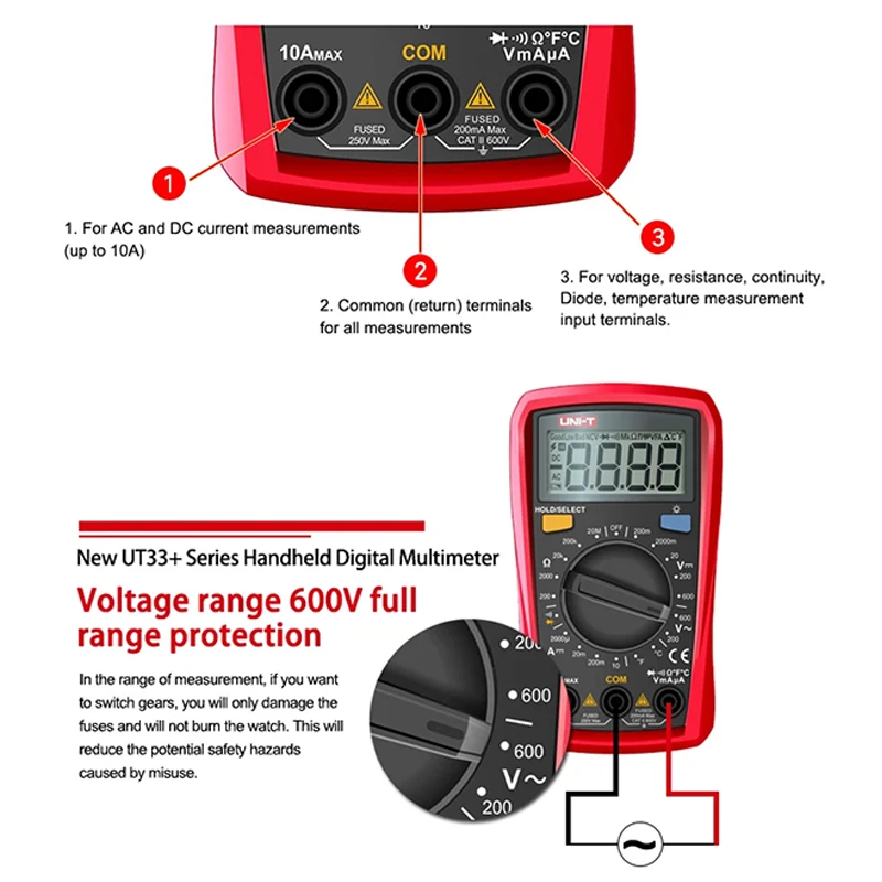 UNI-T UT61E + UT61D + UT61B + UT33A UT33B UT33C UT33D Plus المهنية الرقمية المتعددة صحيح RMS السيارات المتعدد