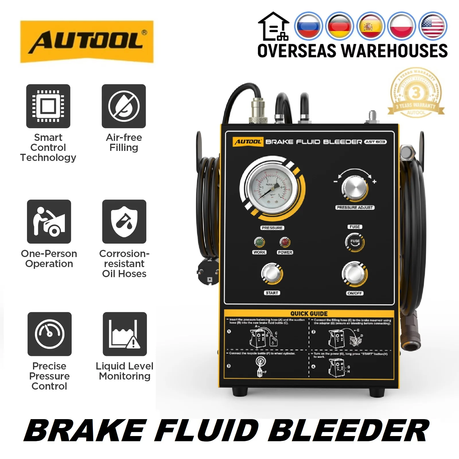 AUTOOL Automotive Brake Fluid Bleeder Pumps AST603 Car Brake Fast Extractor For Vehicles Brake Oil Exchanger Tool 220V/110V