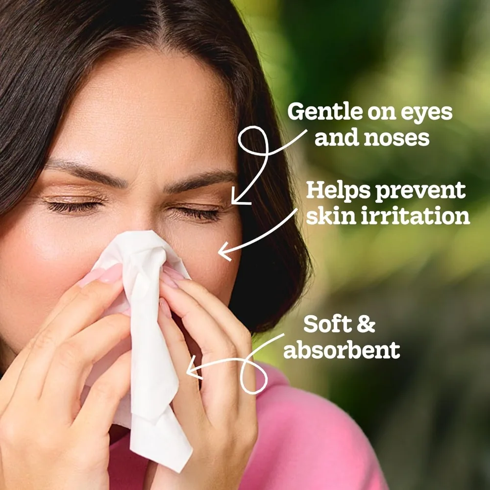 Ultra Soft 3-Ply Facial Tissues in Cube Boxes for Home Office or Car Bulk Pack of 4 Boxes 240 Tissues Total Premium Gentle Disposable Tissues for Daily Use Colds Allergies and Makeup Removal Soft Strong and Absorbent