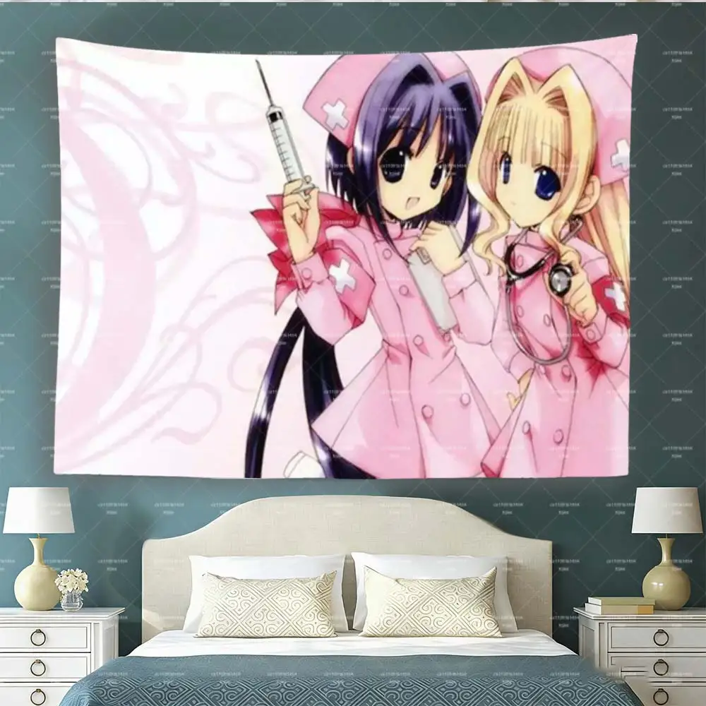 Kawaii Anime Krankenschwester-Mädchen Wandteppich, Niedlicher Rosa Ästhetischer Wandbehang, Pastellfarbene Raumdekoration Hintergrundtuch – Detail 4