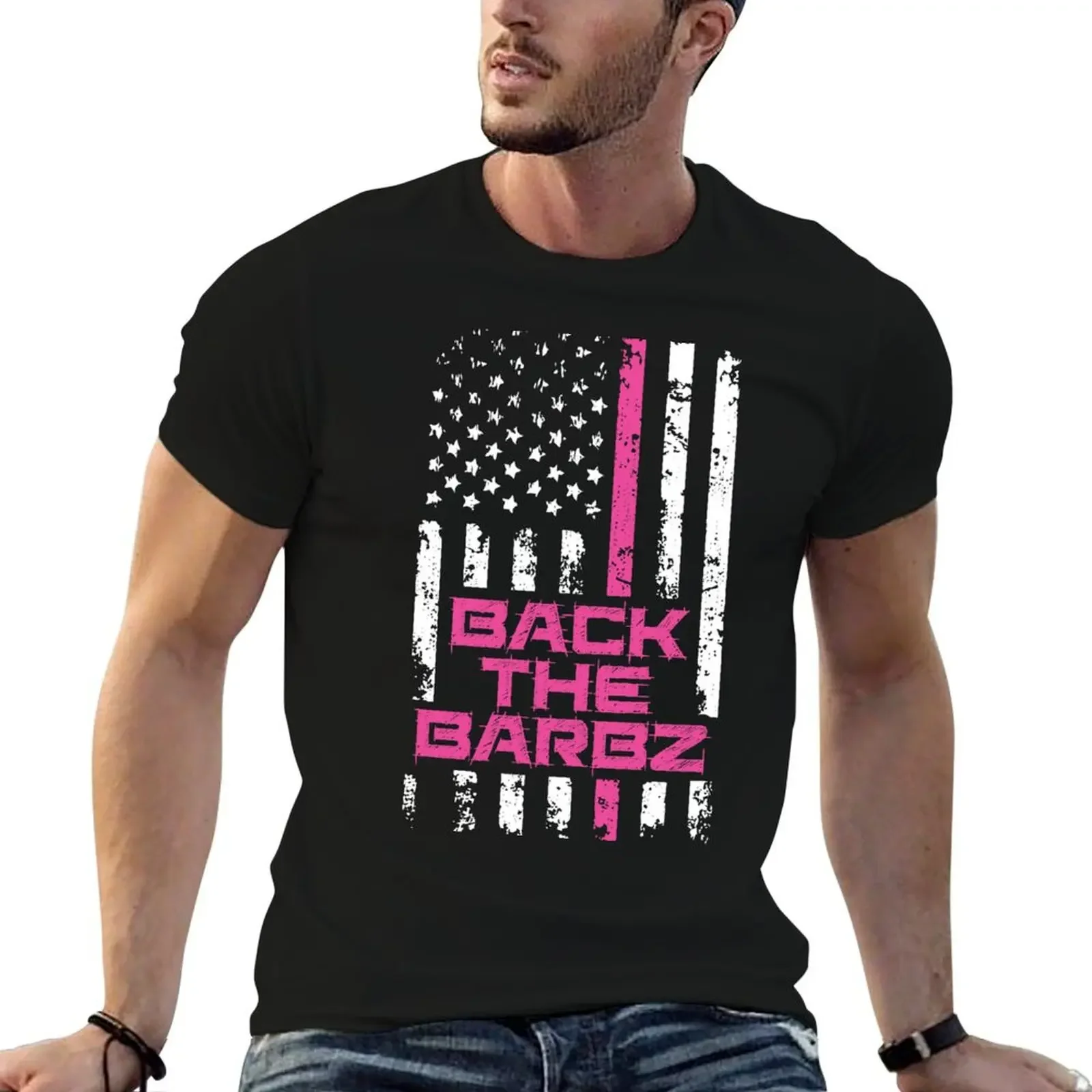 Back The Barbz Pink Flag Retro Deisgn T-Shirt blacks affliction shirts luxury designer mens designer t shirt