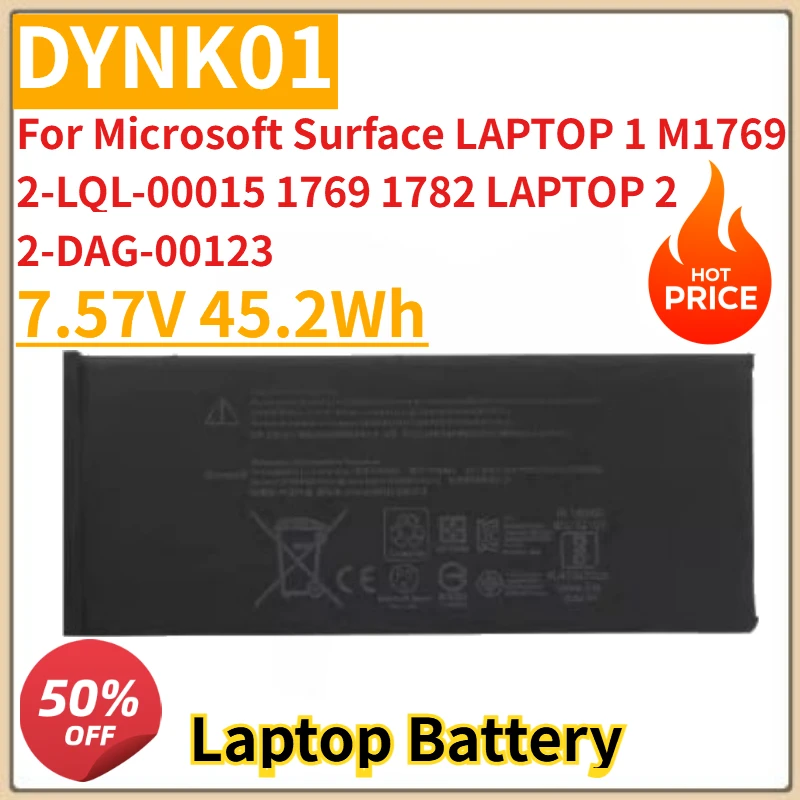 

New DYNK01 Laptop Battery 7.57V 45.2Wh For Microsoft Surface LAPTOP 1 M1769 2-LQL-00015 1769 1782 LAPTOP 2 2-DAG-00123