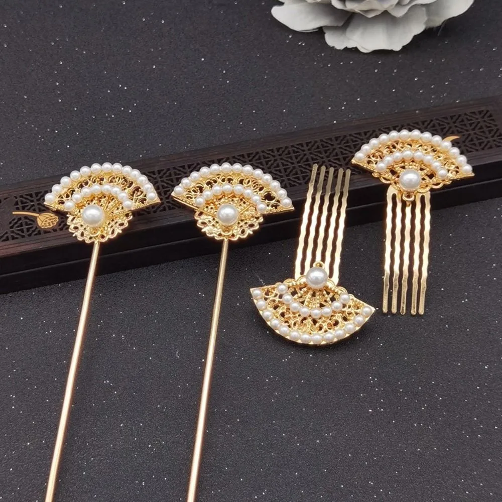 Hairstyle Design Tool Ancient Headwear Tassels Hanfu Hair Sticks Chinese Style Headwear Fan Shape Hairpin Ancient Style Hairpin