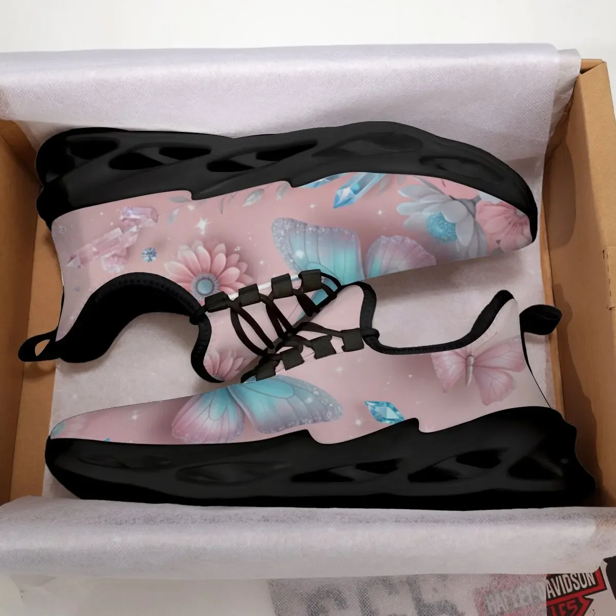 

Men's Shoes Fashion Pink Butterfly Flowers Sports Sneakers Super Breathable Lace-Up Running Shoes Men's Fashion Sneakers