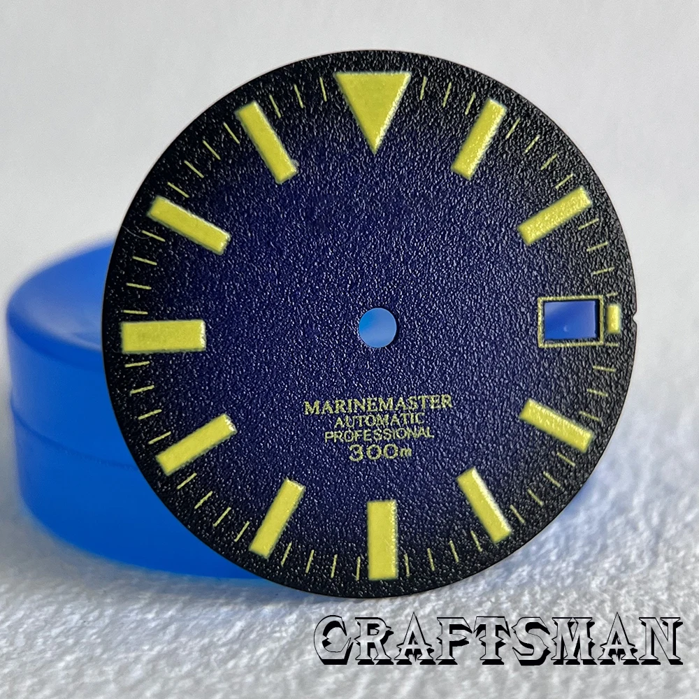 Esfera de reloj modificada iluminada con ventana verde, calendario de un solo día de 28,5mm, adecuado para accesorios mejorados de movimiento NH35 NH36